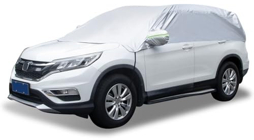 Halbgarage für Auto SUV Ninonly Auto Abdeckplane Halbgarage Wasserdicht Outdoor Autoabdeckung Halbgarage Mit Haken Und Riemen Passend Für Autos, SUVs Schwarz (SUV Up to 4.5-5.5M)