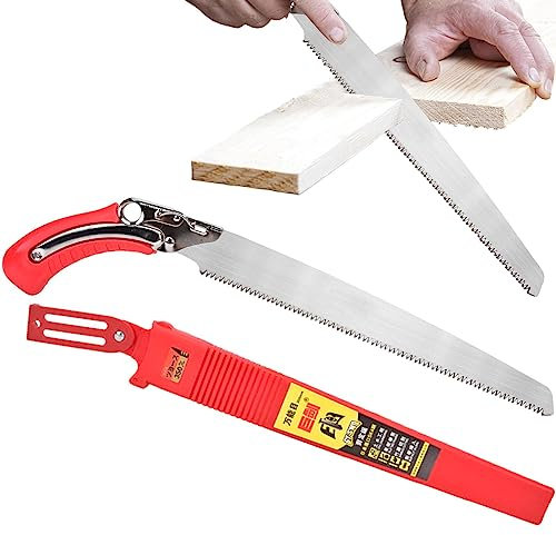 Tree Trimmer Post Saw - Heavy Duty Curved Handle LandscapingWoodworking Tool for Various Cutting Jobs - With Protective Case Handsaw Woodworking, Pruning Scissors for Gardening
