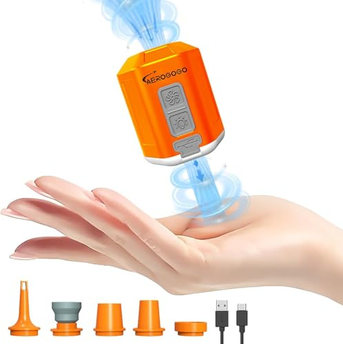 Aerogogo GP4, Pompa multifunzione ricaricabile con funzione torcia Giga pump 4.0, Orange