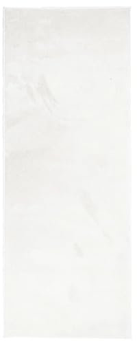 vidaXL Teppich, Wohnzimmerteppich Kurzflor Modern, Bodenteppich Flauschig Weich, Pflegeleicht Teppich für Wohnzimmer Schlafzimmer, Creme 80x200cm
