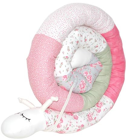 Bettschlange/Bettschnecke XXL *** Länge 250cm** Stillkissen, Seitenschläferkissen**(Rosen rosa)