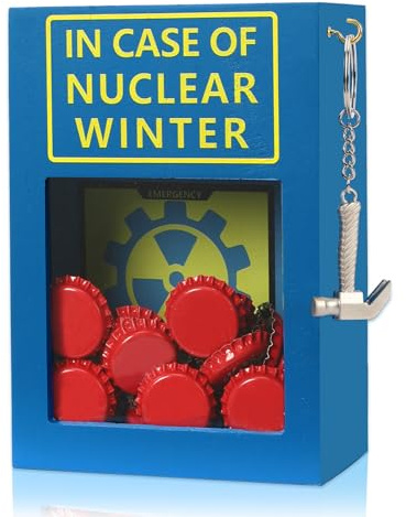 JULEASEL Nuclear Winter Bottle Cap Stash Box, 30 Red Caps Gag Gifts for Men