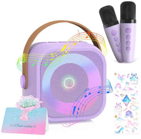 TAVADA Karaoke 2 Microfonos Inalambricos,Micrófono Inalámbrico Altavoz,Efectos De Cambio De Voz,Microfono Karaoke Infantil Juguetes Niña para Cantar,Regalo Niña 3 4 5 6 7 8 9 10 11 Años