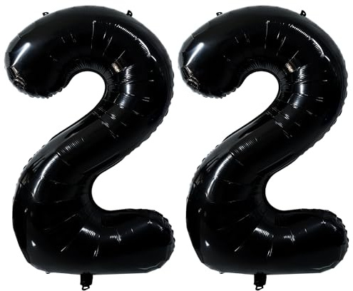 Palloncino nero da 40 pollici con numeri 22 nero palloncino 22° compleanno decorazione palloncini con numeri 22 giganti elio palloncini 22 feste decorazione matrimonio compleanno numero 22
