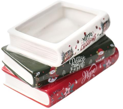 Ciieeo Vase en Céramique De Livre pour Décoration Intérieure Noël, Jardinière Unique pour Plantes Succulentes, Pot Décoratif Drainage, Style Festif pour Salon Et Bureau