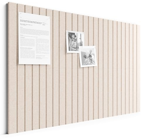 Bumusty Large Cork Board Alternative-36 x 24 Felt Bulletin Board Tiles, with 30 Pushpins, 40 Adhesive Tabs, 6-Pack Slat Wall Paneling, Cork Boards for Office Push Pin Board Felt Board-Oatmeal
