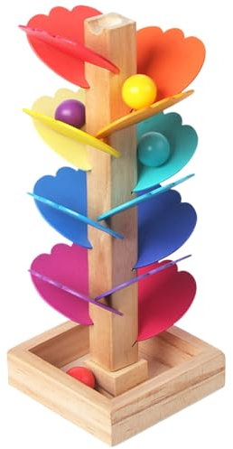 Torre De Bola De Rodillo Colorida- Rainbow Musical Tree | El Mármol De Madera Dirige Music Tree Toys | Juego De Cognición De Color Educativo Para Niños Pequeños | Juego De Cognición De 15 Colores Pree