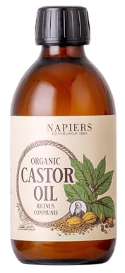 Napiers Organic Castor Oil - Cold-Pressed & Hexane-Free - Nourishes Hair, Skin & Brows – 250ml (Glass Bottle)