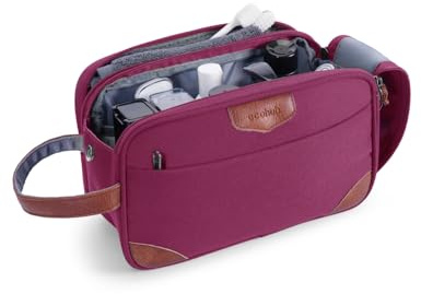 ECOHUB Borsa da Toilette, Beauty Case Uomo Impermeabile e di Grande Capacità, Beauty Case da Viaggio Riciclata con Tasca per Oggetti Bagnati per Necessaire da Toilette e Accessori da Barba, Rosso
