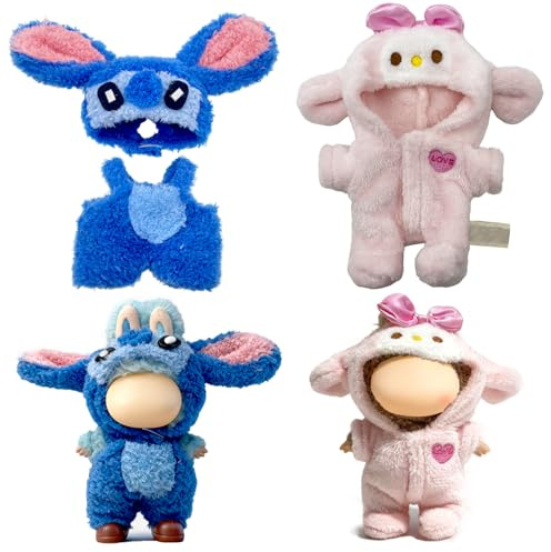 Set di 2 vestiti per bambole da 17 cm, set di vestiti per bambole in peluche, per maglioni e gonne, compatibile con simpatici Monster Mini bambola di peluche, accessori per abbigliamento (senza