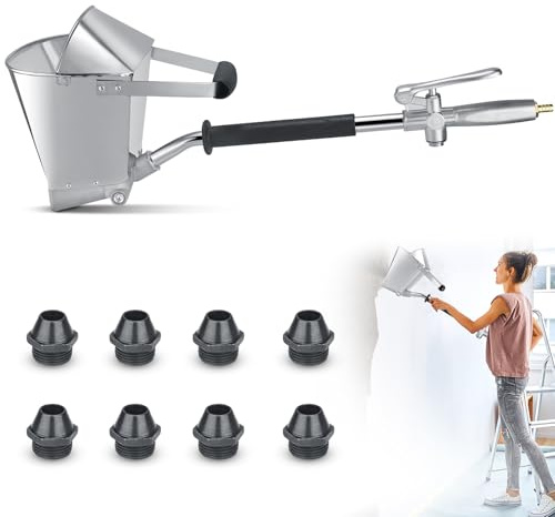 Pistola de Cemento，Pulverizador de Mortero 4 Jet Pistola de Pulverización de Mortero de Cemento con Tapa Hopper Pistola de Pulverización de Cemento Hormigón Pulverizador Estuco para Paredes y Techos