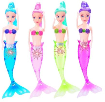 7 pouces poupée de bande dessinée sirène de bande dessinée lumière LED enfants petits jouets de bain de poupées ensemble de baignoire pour enfants