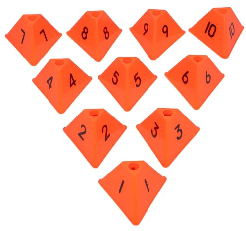Kisangel 10 Pièces Lot de 10 Cônes D'entraînement de Football Numérotés Orange, Cônes D'agilité et Obstacles Résistants pour Exercices Sportifs en Extérieur, Balises de Marquage Terrain