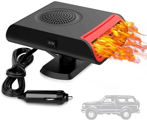 Showvigor 12V Portable Car Heater & Cooler, 150W Dual Function Fan for Windscreen Defrosting and Demisting, 360° Rotatable Base, Universal Cigarette Lighter Plug