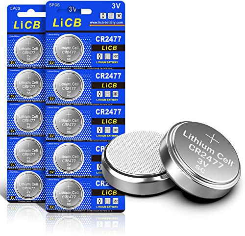LiCB 10 Stück CR2477 3V Lithium Knopfzellen CR 2477 Batterien
