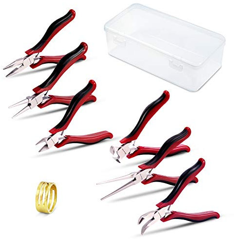 SPEEDWOX Schmuckzangen-Set, 6-teilig, Mini-Zangen für Schmuckherstellung, kleine feine Zangen mit einem Biegeringöffner, Mikro-Präzisions-Handwerkzeuge, Chrom-Vanadium-Stahl