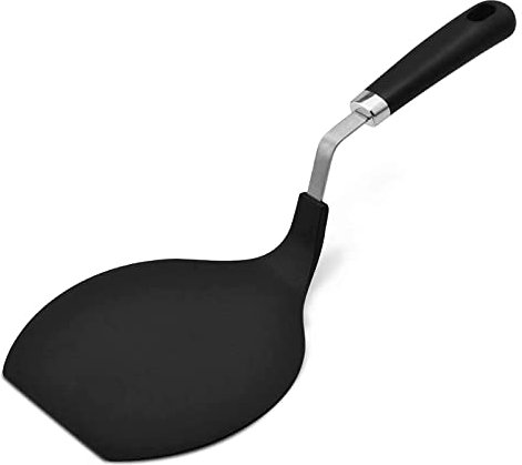 Contiup Grip-EZ Premium Chef Series Grande spatule flexible ronde pour crêpes, flipper à crêpes, turner à œufs et spatule résistante à la chaleur pour omelette Noir