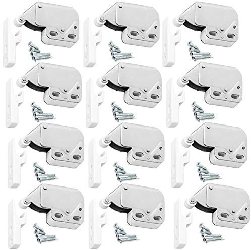 Biluer 12 Stück Möbel Schnäpper Federschnäpper Türschnapper Mini Türschloss Mini Latch mit Automatischem Federverschluss zum Öffnen von Fenstern Schuppen Tor Schranktüren (12)
