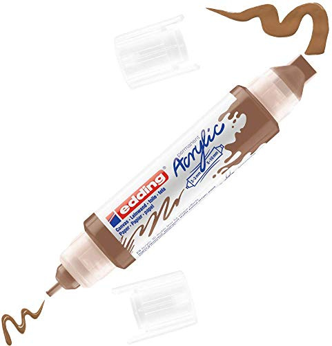edding 5400 acrylic 3D double liner - hazel - 1 acrylic colour tube - 2 nozzles 2-3,5-10mm - acrylic paints for canvas, painting boards and wood - waterproof acrylics in artist-quality colours