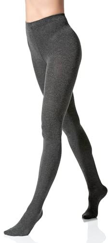 Yenita - Collants chauds en coton pour femme - Collants tricotés - Couleurs unies, gris