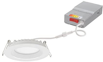 Juno LED Recessed Lights 4 Inch Round Wafer Downlight, 5-in-1 Switchable White Color Temperature, 120 Volts, 4-Inch Regressed Trim, Matte White (WF4 SWW5 90CRI CP6 MW M2)