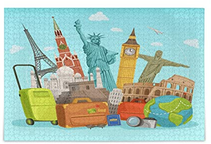 Travel World Landmarks Europe Jigsaw Puzzle 1000 Piece for Adults Large Puzzle for Teenager Gift Artwork Home Decor