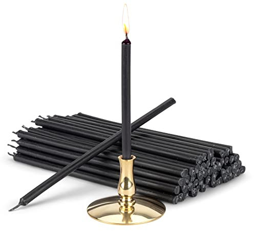 NKlaus - Kerzenhalter mit Altarkerzen schwarz Tropffrei L 15cm Ritual Paraffinwachs 40009