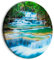 B&D XXL - runde Bilder Wasserfall 40x40 cm Leinwandbild 1 tlg Kunstdruck modern Wandbilder XXL Wanddekoration Design Wand Bild Kanchanaburi Thailand Wald Landschaft Natur c-B-10041-bc-a
