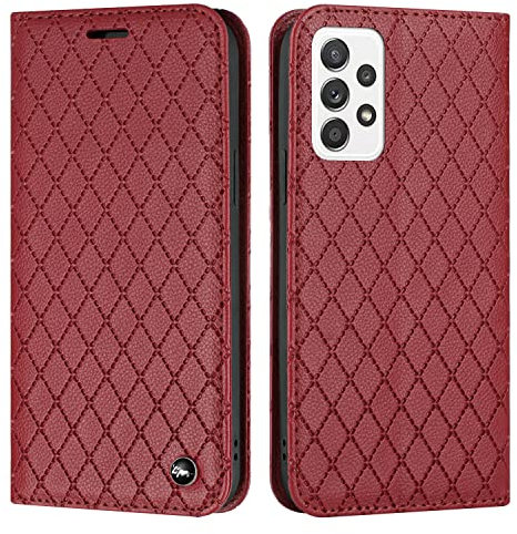Thoankj Samsung Galaxy A53 5G Case RFID Blocking Leather Flip Folio Notebook Wallet Cover with Card Holder Magnetic Stand Silicone Bumper Shockproof Protective Phone Cases for Samsung A53 5G Red