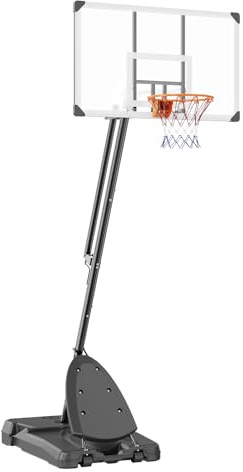 VEVOR Basketball Hoop, 7.6-10 ft Adjustable Height Portable Backboard System, 54 inch Basketball Hoop & Goal, Kids & Adults Basketball Set with Wheels, Stand, and Fillable Base, for Outdoor/Indoor