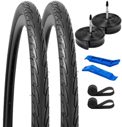 YunSCM 2er-Pack 28 Zoll Fahrradreifen 28x1.50 700x38C Mantel 40-622 Plus 2er-Pack 700C Schlauch 700x35/43C FV48mm Valve kompatibel Rennradreifen 700x38C und Fahrrad 28 Zoll Reifen schlauche