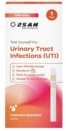 2San UTI Test Strips for Infection Detection kit, at Home Urine Test Strips for Leukocytes and Nitrite – 1 Test – Fast Results in 2 Minutes, Comfortable Grip, Easy to Use Dipstick