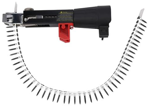 Automatic Chain Nail Gun, Electric Drill Screw Adpter Attachment, Auto Feed Screwdriver Tape Tightening Equipment Woodworking Tool for Drywall Wood Board Ceiling DIY Enthusiasts