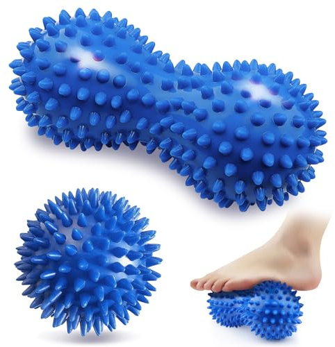 Peanut & Hard Spiky Massage Ball Set, 2PCS Physical Therapy Massage Balls for Plantar Fasciitis Recovery and Tight Muscles Relax