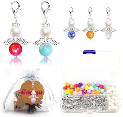 VOPIWOZ Schutzengel Anhänger, 400 Schutzengel Schlüsselanhänger Bastelset, Gastgeschenke Hochzeit Engelanhänger, DIY Weihnachtsdeko Basteln, Weihnachtsgeschenke für Taufe, Geburtstag