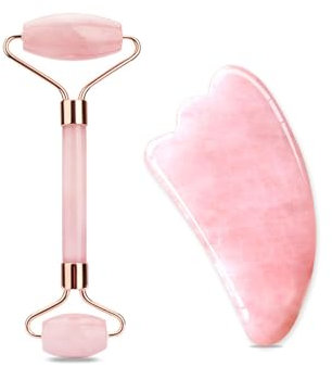 KGDUYC Rulli per il viso,2 pcs,Gua Sha e Rullo di giada, rullo per il viso, strumenti per la cura della pelle del rullo di bellezza del viso, alleviano le linee sottili e le rughe