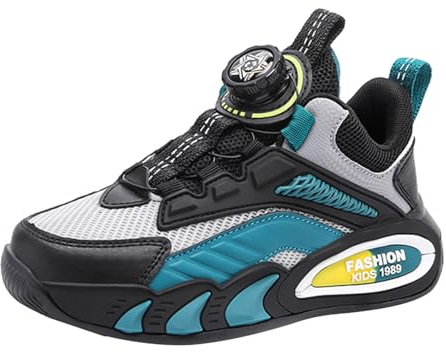 Scarpe antinfortunistiche da uomo invernali in rete traspirante rotating Buckle Adjustable Shoelaces Medium And Large Children's Thick Sports Shoes Sneaker Bambini Ragazza 29, grigio., 33 EU