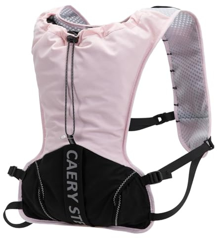 CAERYSTEN Lightweight Hydration Vest Backpack for Running, Hiking, Cycling - Breathable Mesh Fabric, Adjustable Straps, Drawstring Closure, Compact Water Pack for Men and Women(Pink, Standard)