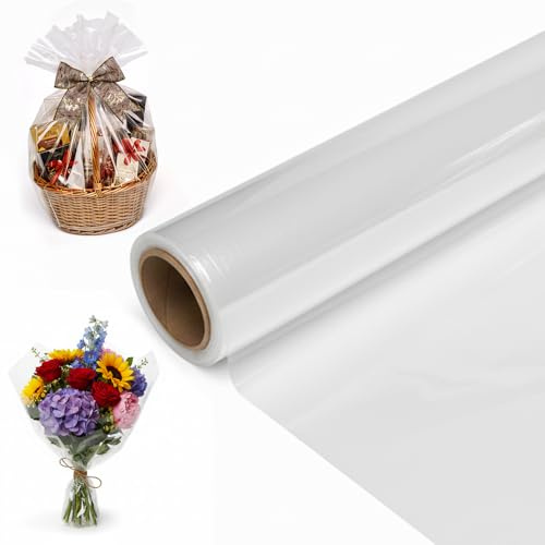 Cellophane Wrap Roll 40cm x 30m | Food Safe & Durable | Premium & Clear Wrapping Rolls Cello Film for Gift Wraps Hamper Baskets DIY Craft Bouquet Christmas & Heavy Duty with 2.5 Mil Thickness