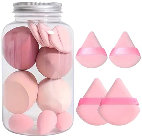 Nixiara Makeup -mixer, mini-makeupsvampar, 14-delad blandad och makeupsvamp-set, mångsidig puderpuff och skönhet för våt och användning till födelsedag,