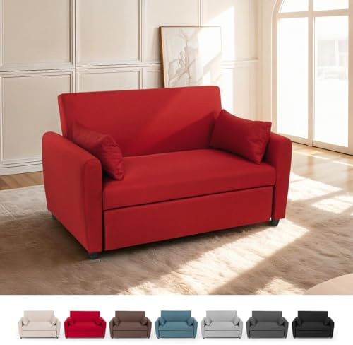 Produce Shop Divano Letto 2 posti Estraibile Design Moderno in Tessuto Porto Rico - Rosso
