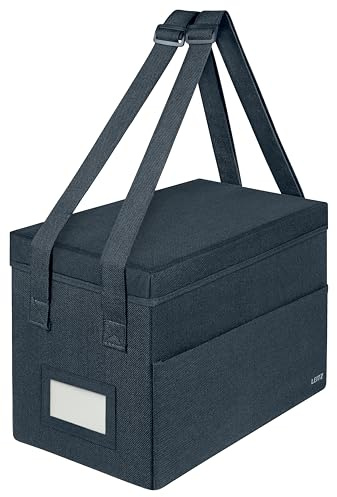Leitz Fabric Compact Hot Desking Laptopväska, Hopvikbar, För Kontoret, Hemmet Eller Skolan, Tre Fack, Justerbara Handtag, Namnbricka, Grå