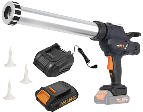 MAXXT Cordless Sauage Gun - 2.0AH Battery Included, Caulking Gun Fits 300-600ml Sausage Packs, Anti-Dripping Design