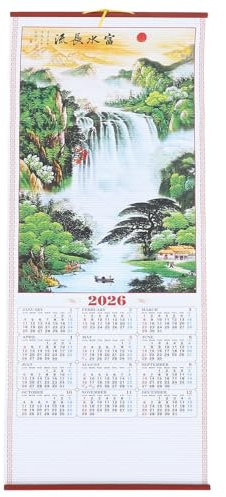 MAGICLULU Calendrier Mural Chinois 2026 de L'année Du Cheval, Calendrier Mural Chinois Du Du Cheval, Décoration Murale de Bon Augure, Feng Shui Lunaire Mensuel pour La Bonne Chance