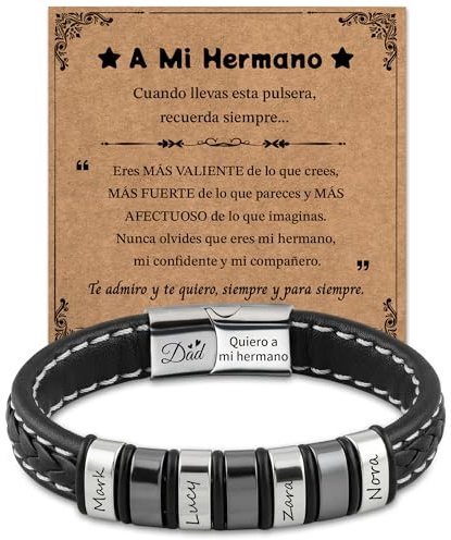 Easycosy Pulsera Hombre Personalizada con Tu Texto, Pulseras Personalizadas Hombres con Nombres, Regalo para Papá, Hombre, Pareja, Amigo, Novio, Hijo, Marido, Abuelo