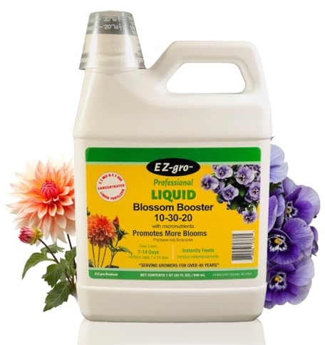 EZ-GRO 10-30-20 Blossom Booster Fertilizer - Liquid Plant Food - Plant Fertilizer is Specially Made for Blooms -1 QT