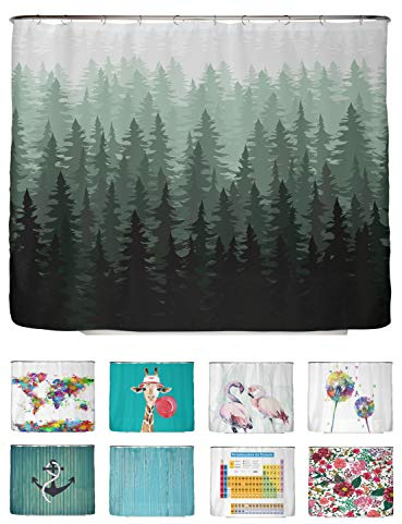 arteneur® - Tannenwald - Anti-Schimmel Duschvorhang 240x200 - Recycelt mit Öko-Tex Standard 100 - Beschwerter Saum, Blickdicht, Wasserdicht, Waschbar, 16 Ringe & E-Book mit Reinigungs-Tipps