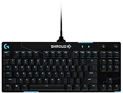 Logitech G PRO TKL Édition SHROUD Tenkeyless Clavier Gaming Mécanique, Conception Portable sans Pavé numérique, câble Micro-USB Détachable, Touches Rétroéclairées, RVB, Clavier États-Unis - Noir