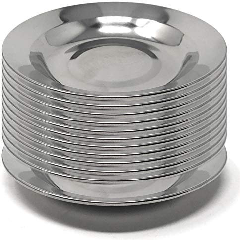 Menax - Plato para Aperitivos - Acero Inoxidable - Diámetro 15,5 centímetros - Set de 12 unidades