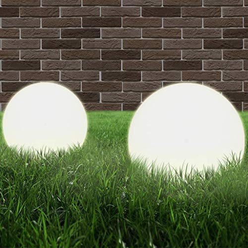 Wakects Lámpara de Jardín Esférica LED, 2 Piezas, 20 cm, PMMA, Luces Decorativas para Exteriores, Patios y Caminos